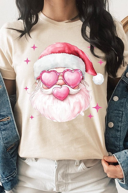 Pink Christmas Santa Graphic Tee